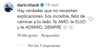 Darío Cvitanich respondió al posteo de Ivana Figueiras con un mensaje de apoyo y afirmó que “hay verdades que no necesitan explicaciones”