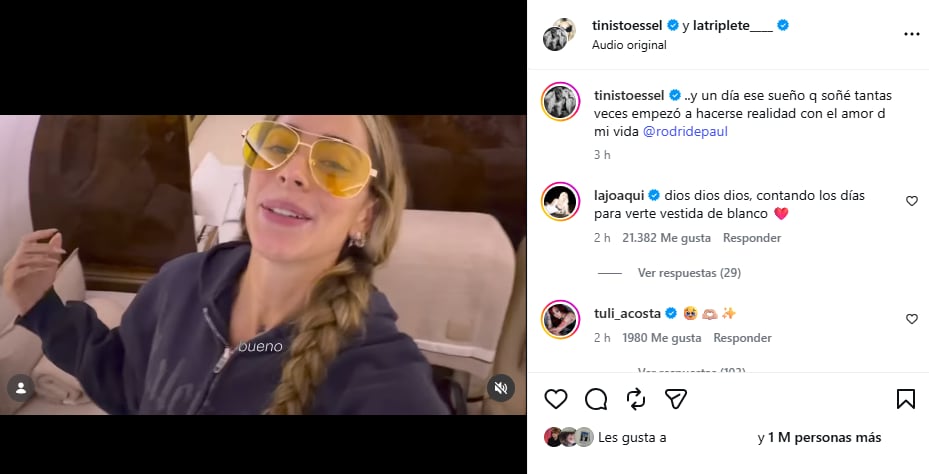 La reacción de La Joaqui ante el casamiento de Tini Stoessel y Rodrigo De Paul: «Dios»