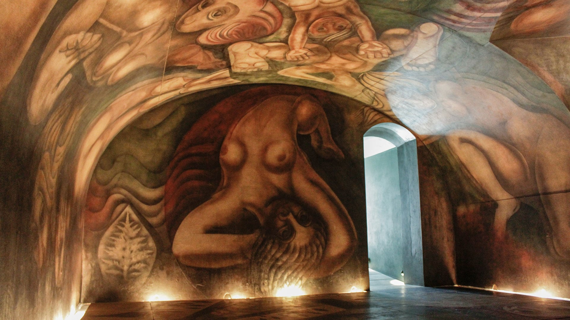 El mural ideado por David Alfaro Siqueiros para la mansión de Botana en Don Torcuato hoy puede verse en el Museo del Bicentenario.