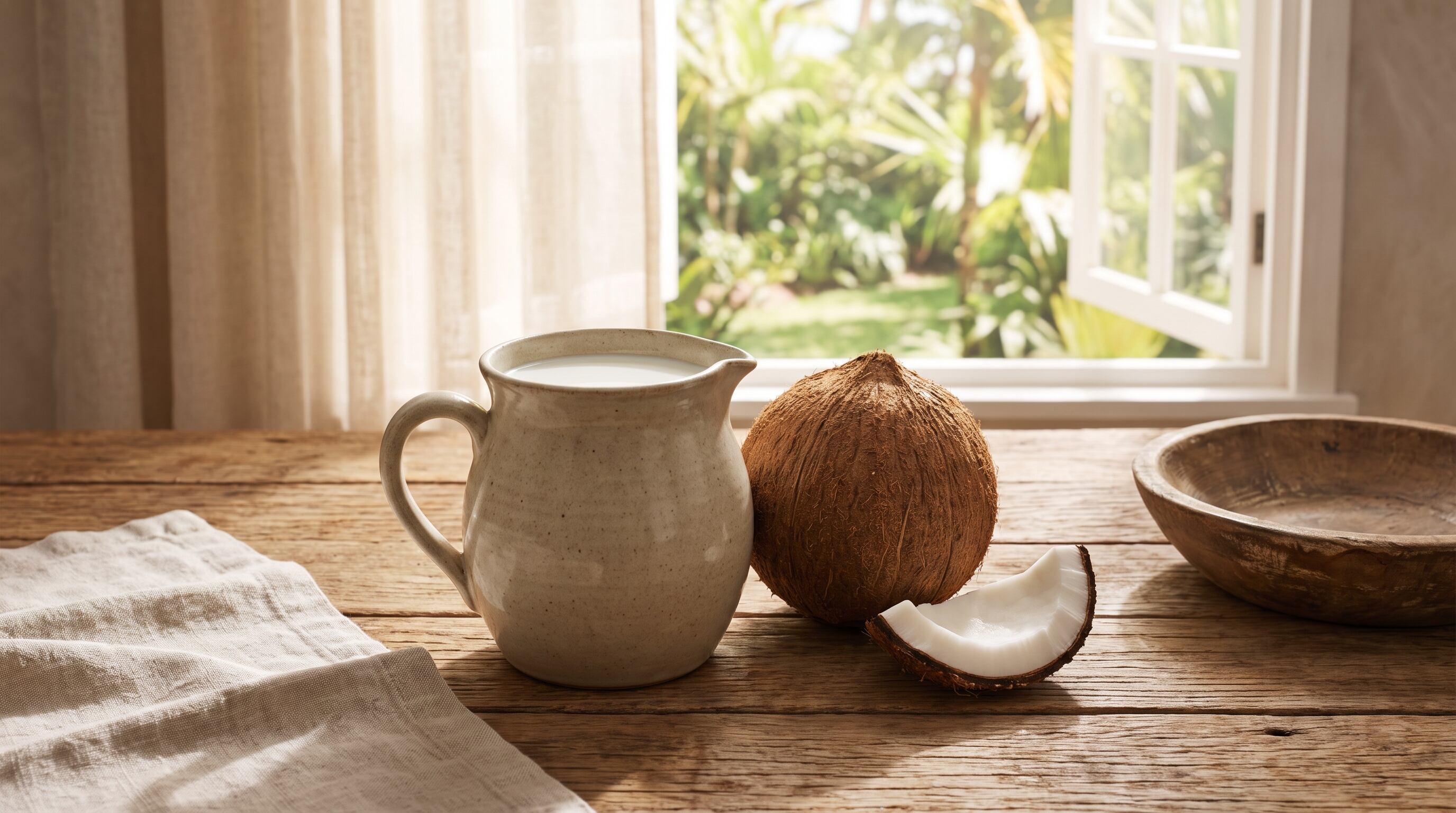 La bebida de coco destaca por su textura densa y su perfil lipídico particular, aunque aporta menos proteínas que otras alternativas vegetales y suele ser elegida por su sabor y usos culinarios. (Imagen Ilustrativa Infobae)