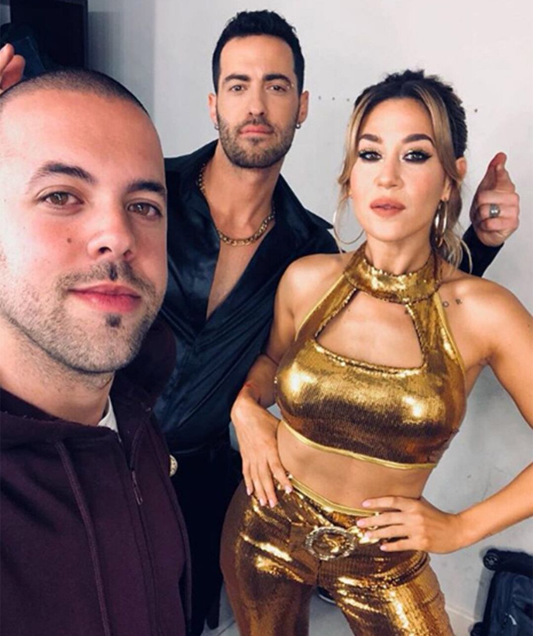 Jimena Baron con Matías Napp y Mauro Caiazza, tras su debut en el 