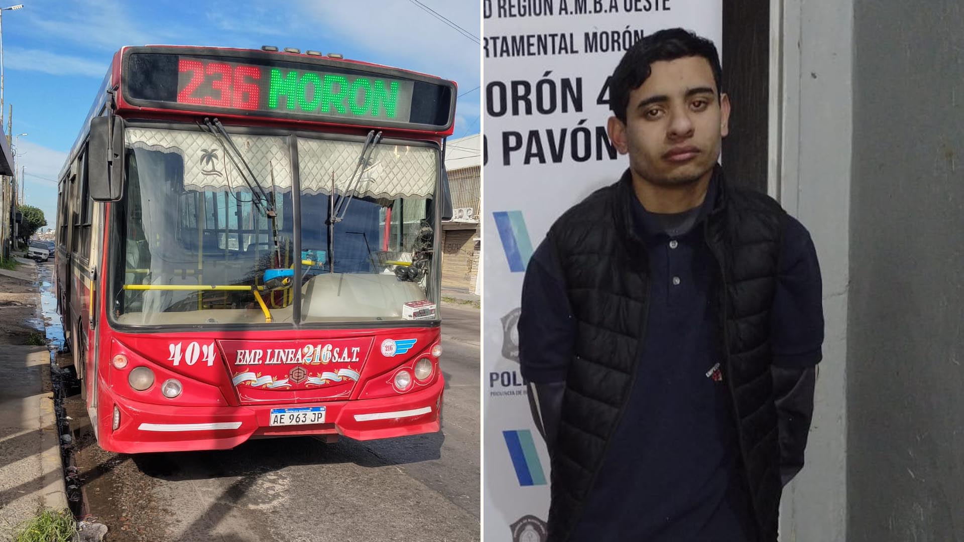 Un hombre fue detenido en Morón tras sustraer un colectivo de la Empresa Línea 216 en el partido de Merlo.