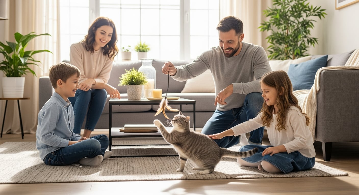 Los gatos del grupo CAT mostraron mayor cercanía con los niños y seis pasaron de un apego inseguro a uno seguro un año después (Imagen Ilustrativa Infobae)