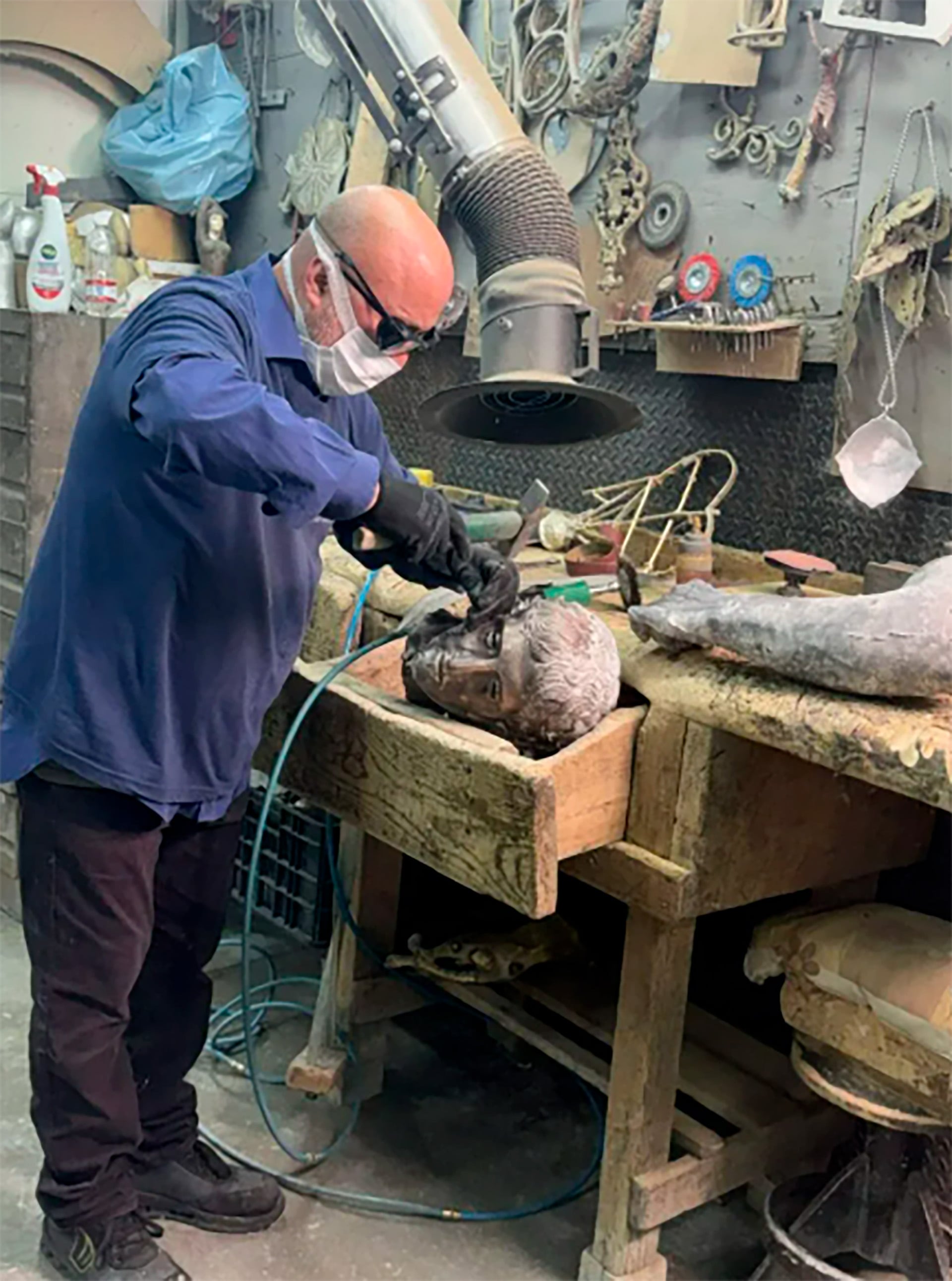 La cabeza de la estatua se basó en un busto hallado en Herculano (Parque Arqueológico de Pompeya)