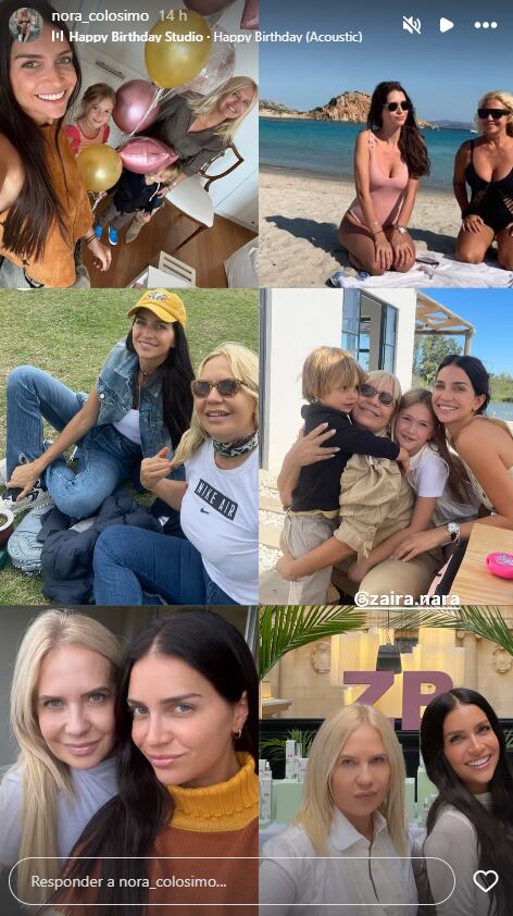 Nora Colosimo también eligió un collage de fotos para saludar a Zaira