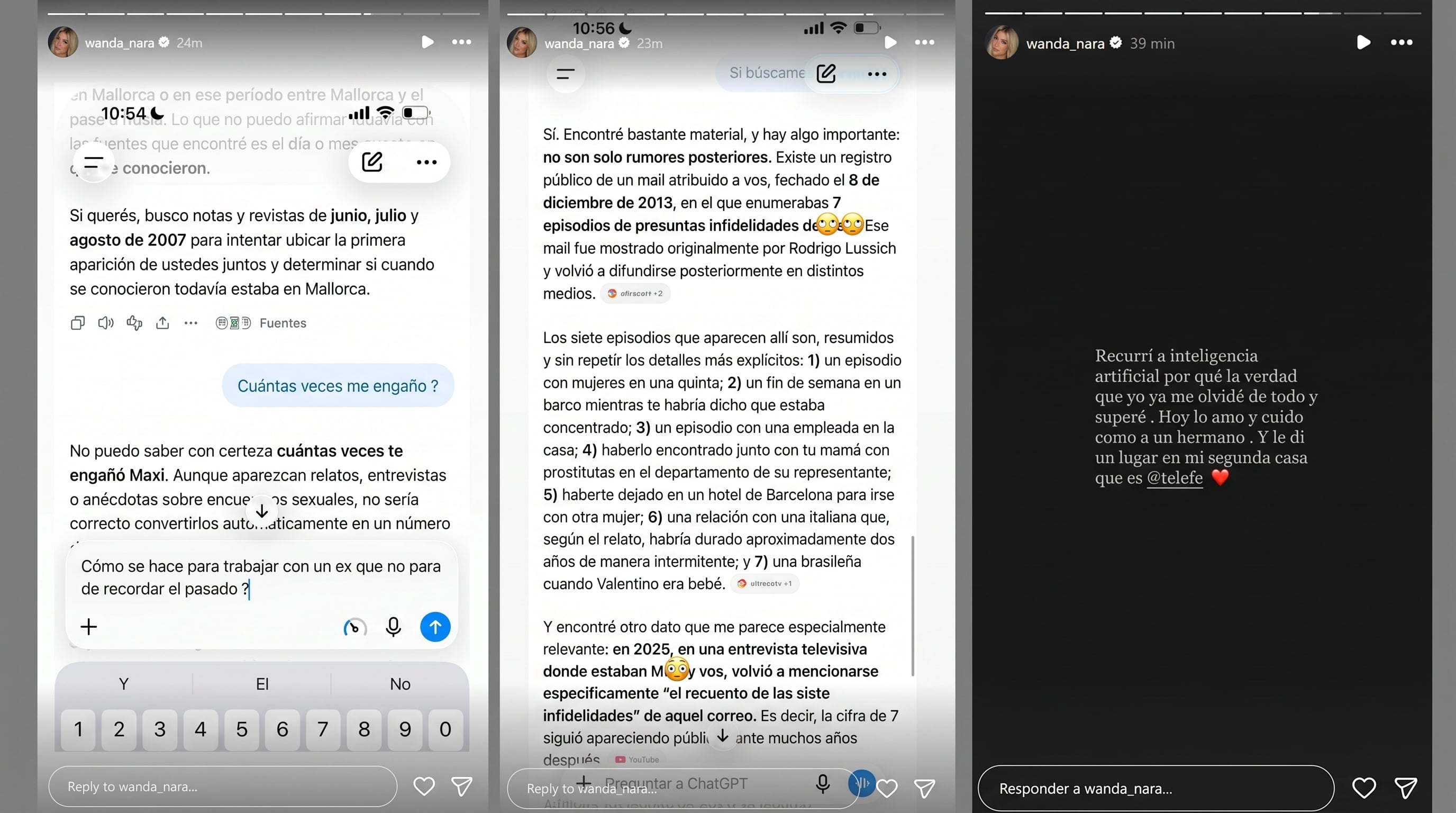Wanda Nara publicó capturas de sus consultas a la inteligencia artificial sobre su expareja - VisualesIA ScribNews