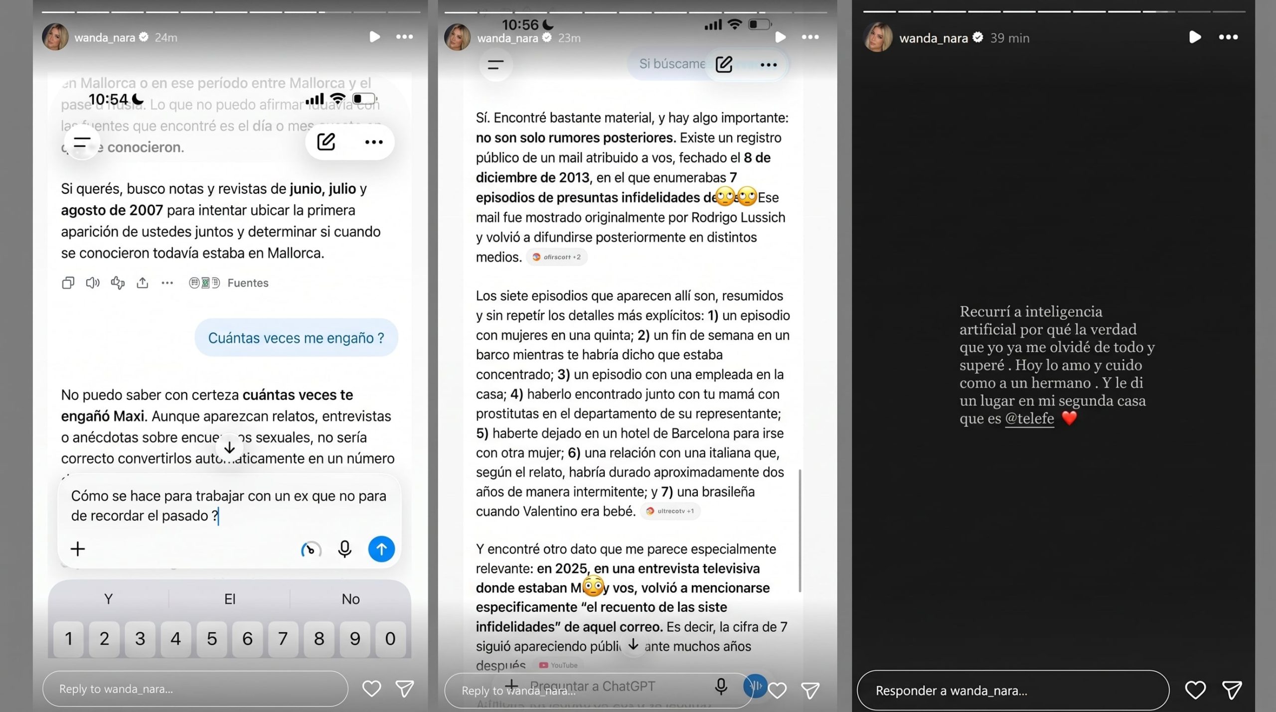 Wanda Nara le preguntó a la inteligencia artificial cuántas veces la engañó Maxi López: “Yo ya me olvidé”