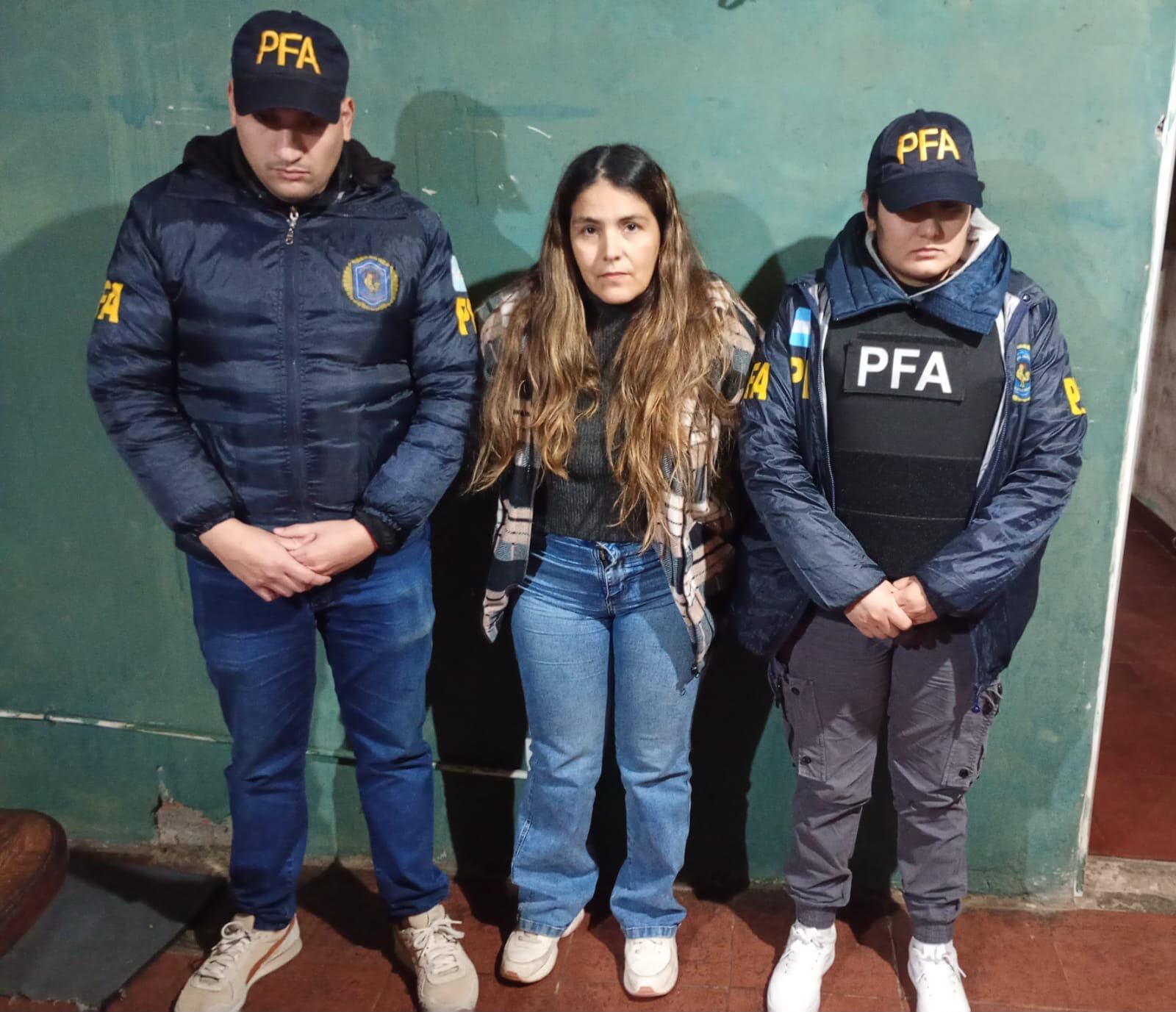 Griselda tras ser detenida por el Departamento Antisecuestros Norte de la PFA