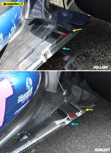Otro detalle en la zona del chasis respecto del ingreso y salida del aire (Crédito: Gentileza X @carpentiers_f1)