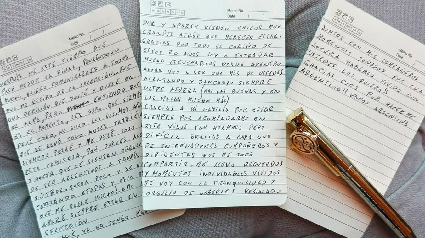 La carta con la que Messi se despidió de la Selección (@leomessi)