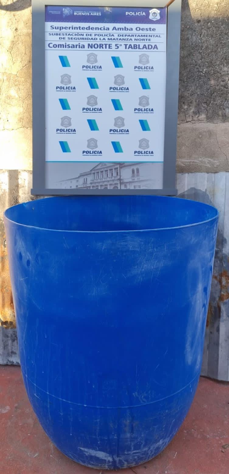 El tacho secuestrado en el marco de la causa