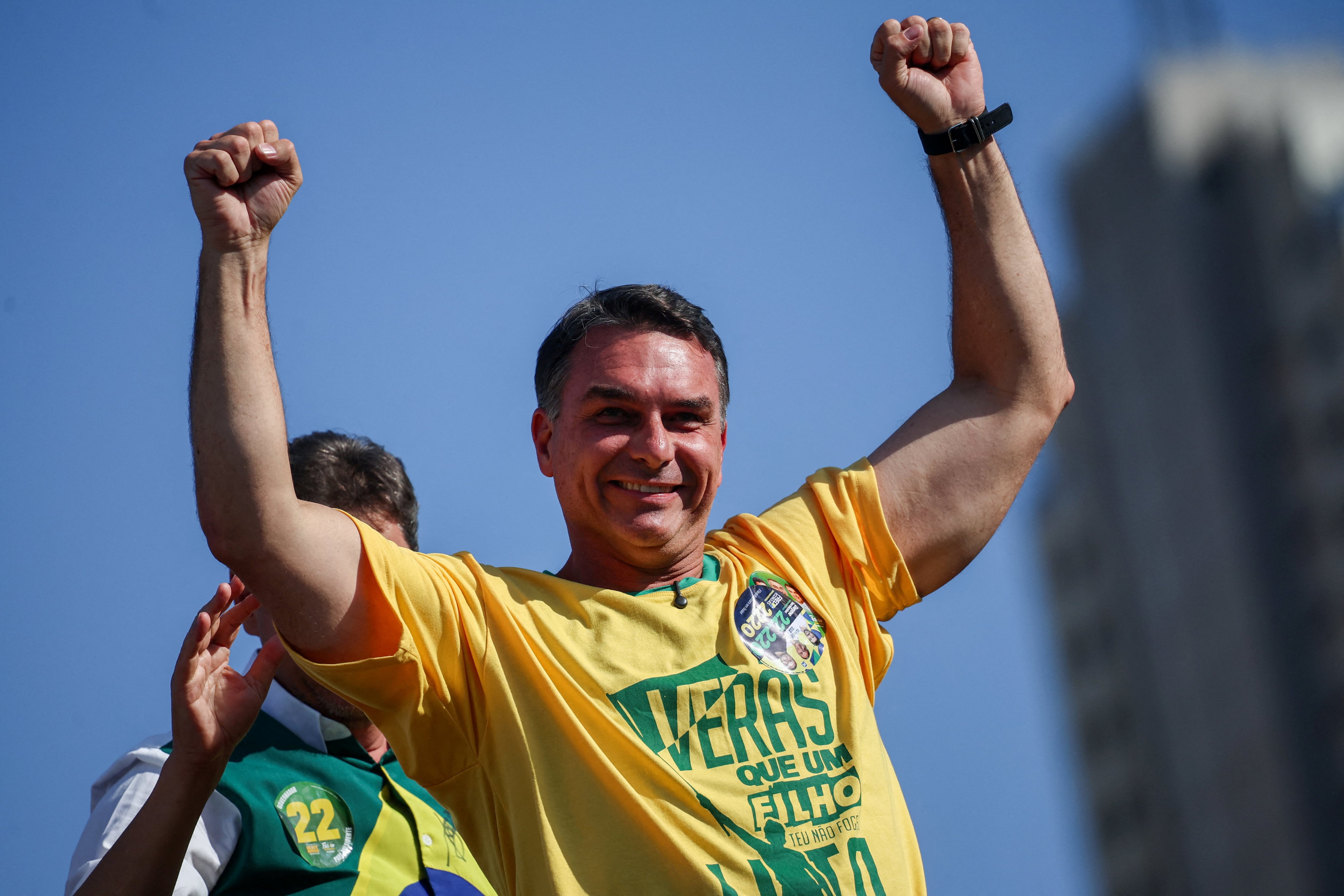 Flávio Bolsonaro, candidato a presidente por el Partido Liberal, (Goiania, Brasil)