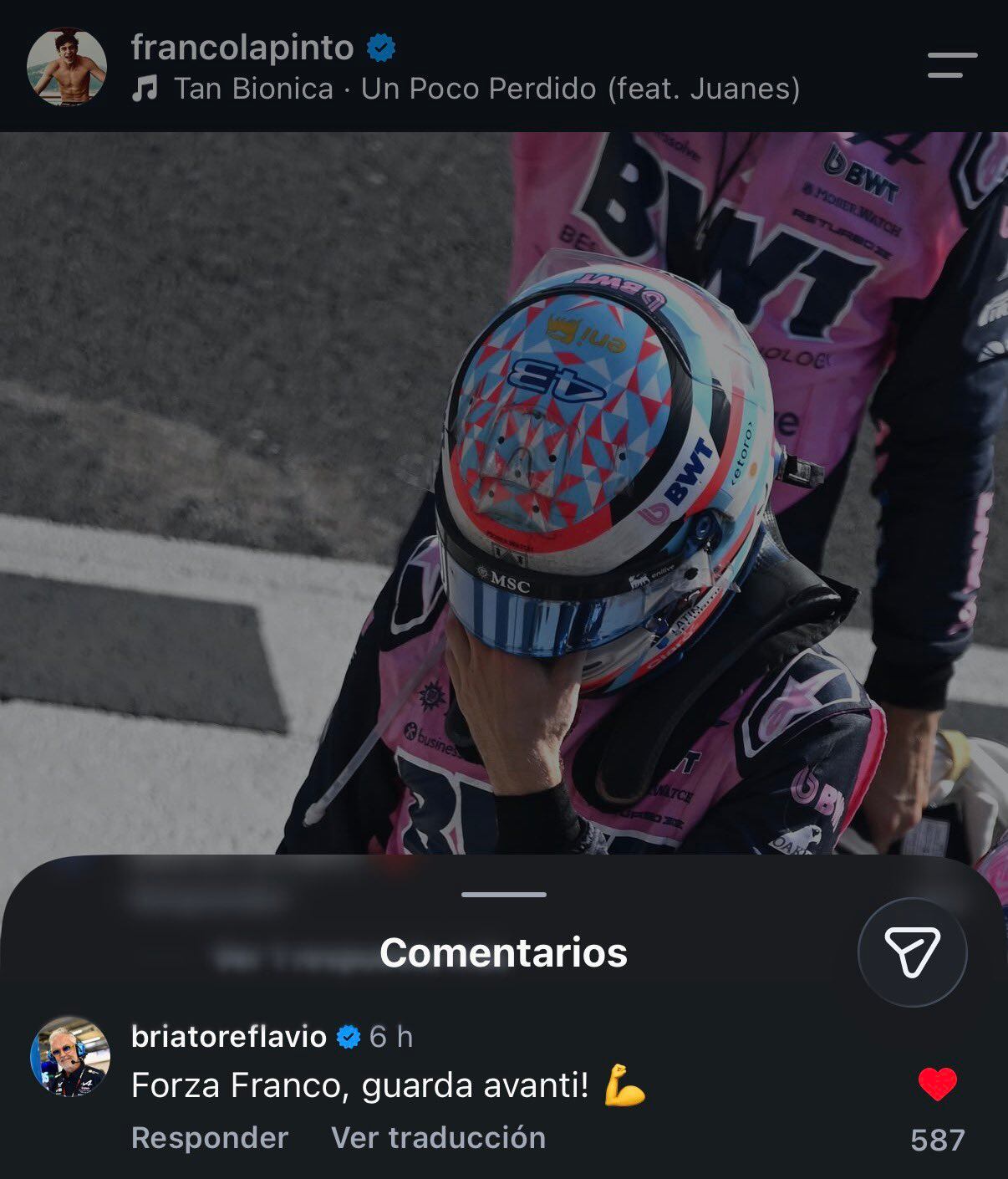 El comentario de apoyo Flavio Briatore a Franco Colapinto 