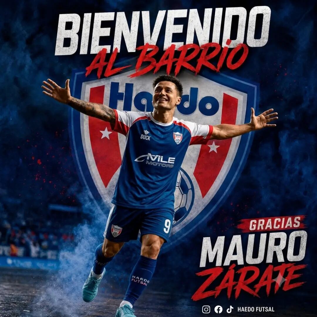 Mauro Zárate fue presentado como nuevo jugador de Haedo Futsal (Instagram @futsalhaedo)