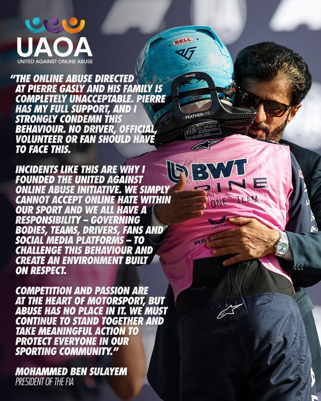 La carta de Mohammed Ben Sulayem en apoyo a Pierre Gasly