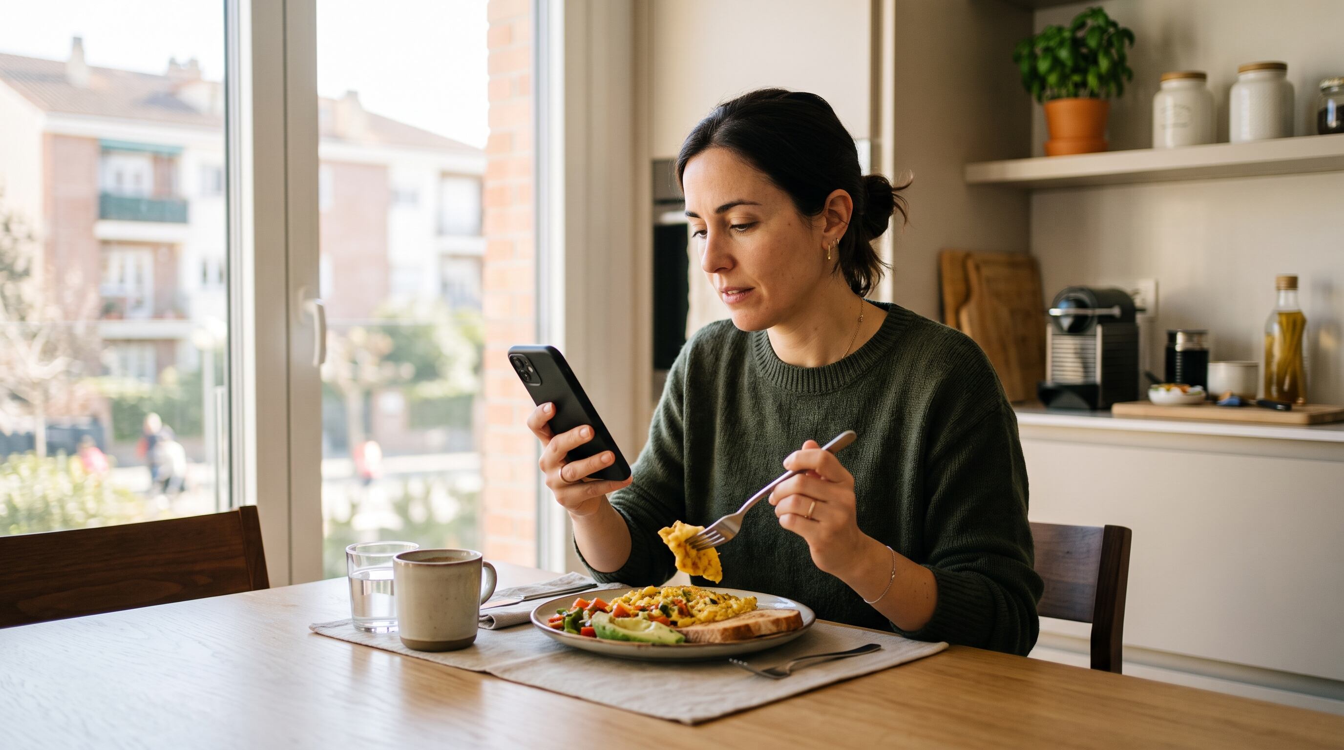 Comer frente al celular puede dificultar el registro de hambre y saciedad. (Imagen Ilustrativa Infobae)