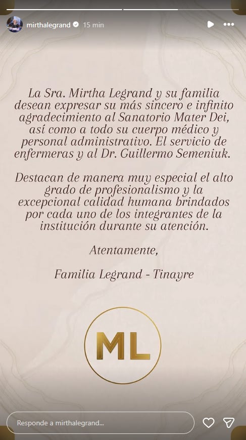 Mirtha Legrand fue dada de alta tras su cuadro de bronquitis: “Continuará con la recuperación en su casa”