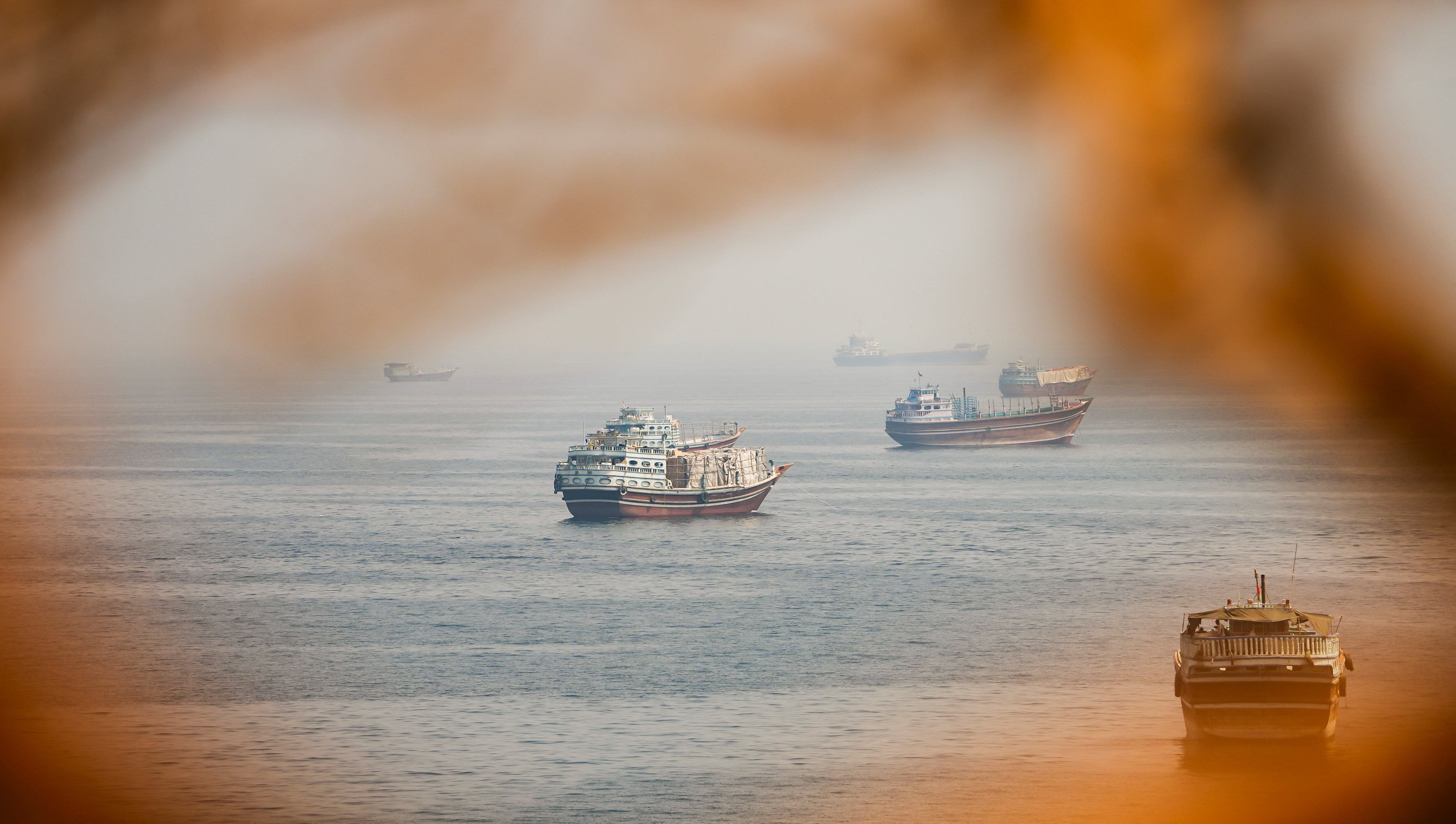 Vessels near the Strait of Hormuz, as seen from Musandam, Oman, August 31, 2026. REUTERS/Stringer