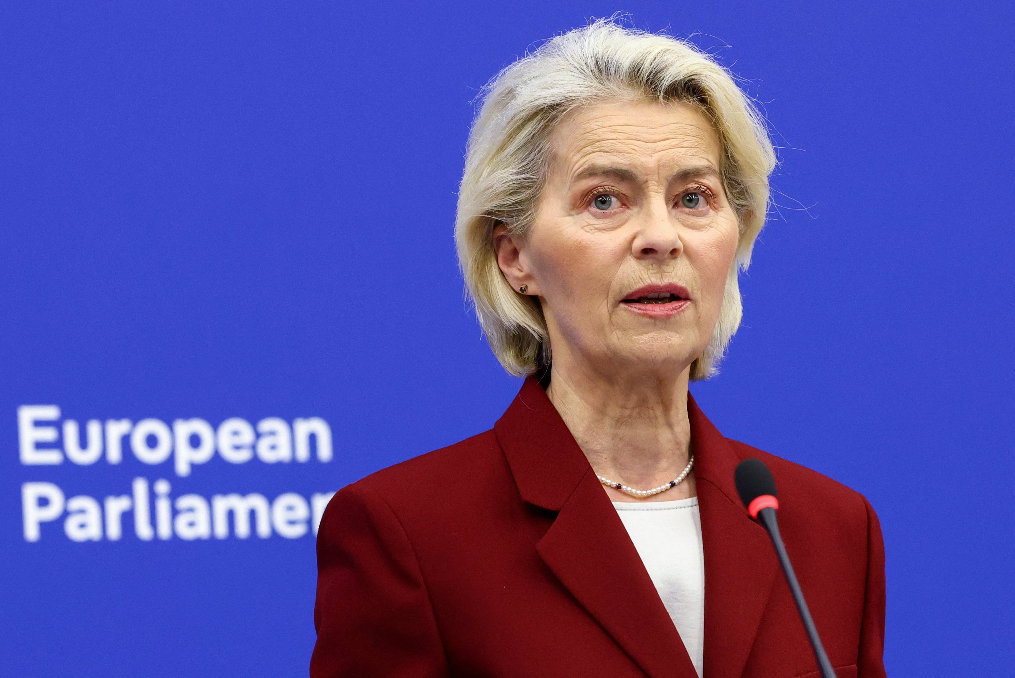 La presidenta de la Comisión Europea, Ursula von der Leyen, el 17 de septiembre de 2026 (REUTERS/Yves Herman)