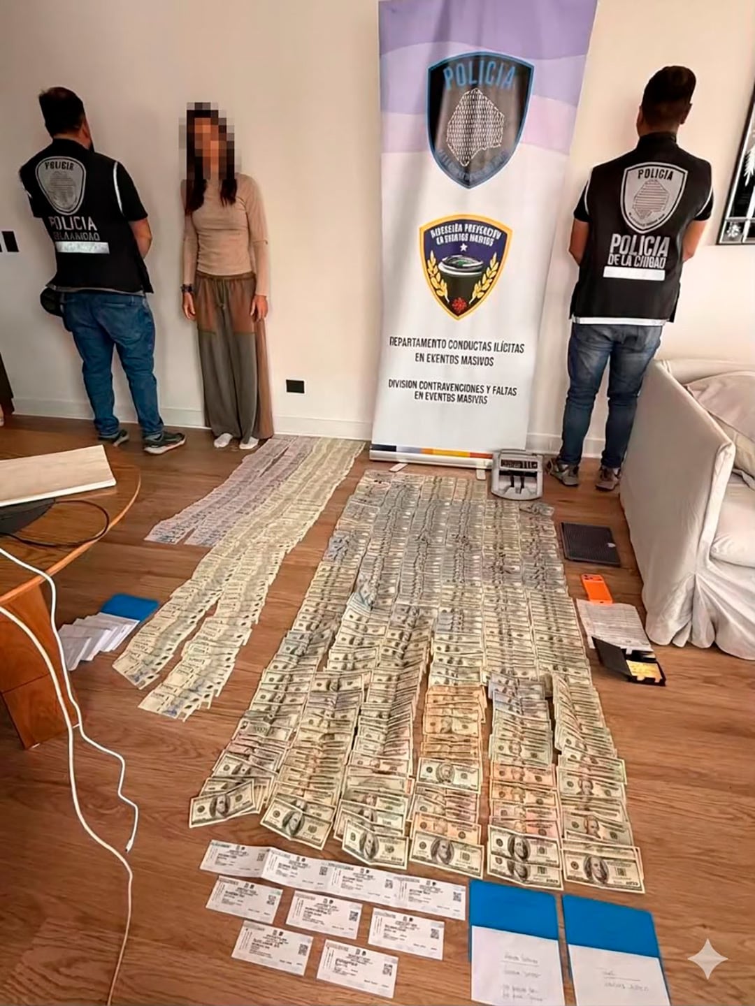 En el lugar secuestraron casi $10 millones y 56 mil dólares. También había 9 entradas para el partido de hoy