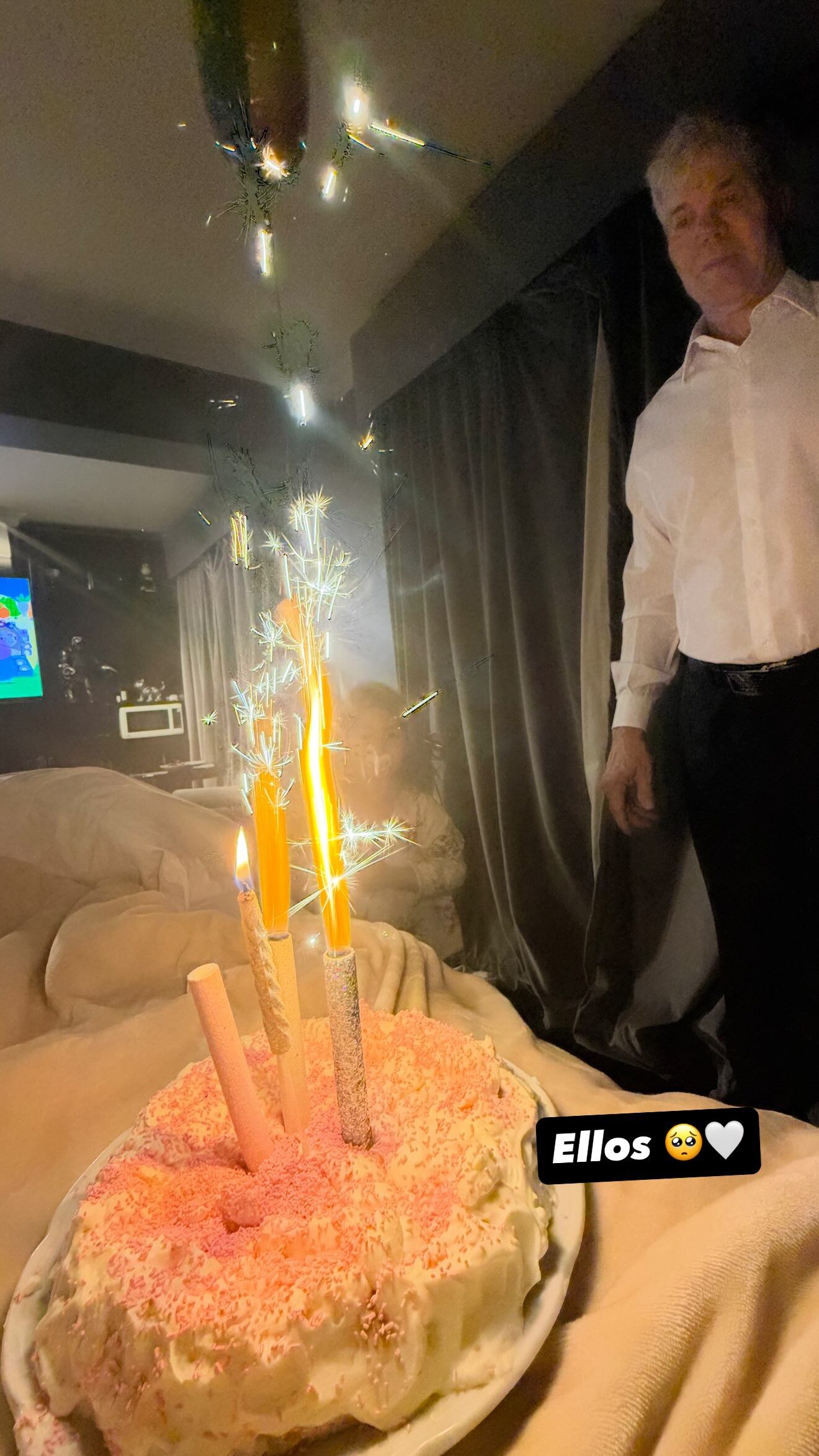Barby Franco recibió la sorpresa de la torta con velitas y bengalas por parte de Fernando Burlando y Sarah