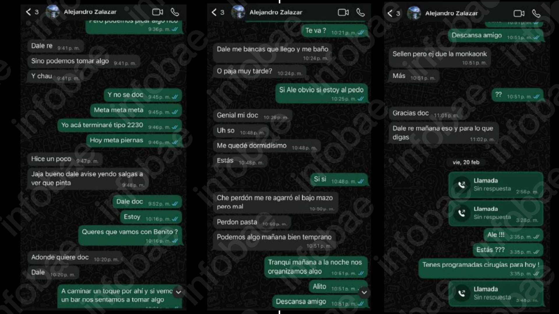 La última conversación de Alejandro Zalazar con su amigo. 