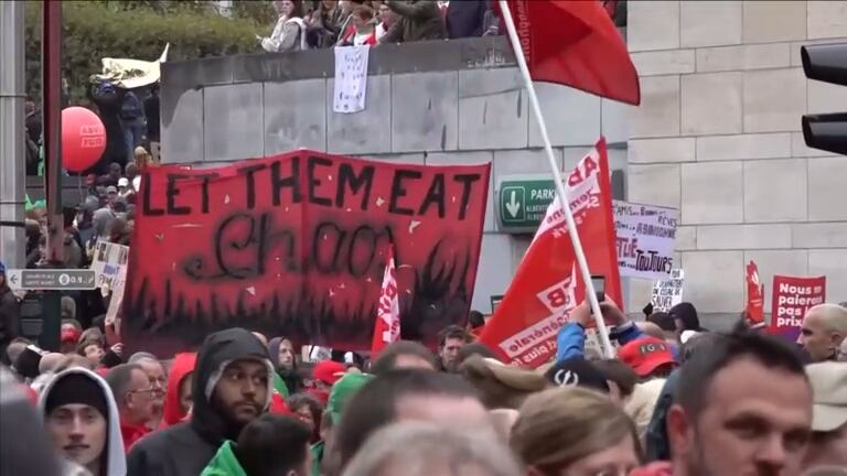 Protestas de estudiantes y sindicatos en Bélgica