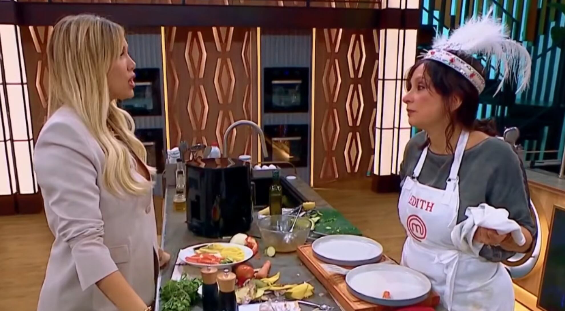 Edith Hermida recordó en MasterChef Celebrity una vieja crítica a la conductora y abrió un intercambio sobre el vínculo de sus hijos con Mauro Icardi (MasterChef CelebriTY, Telefe)