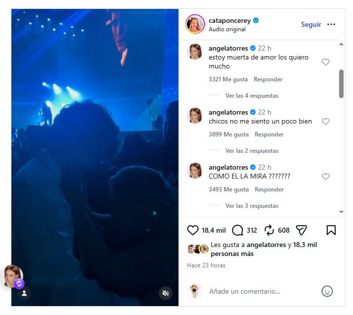 El romántico momento que se vivió en un concierto de Ángela Torres y se hizo viral: la reacción de la cantante