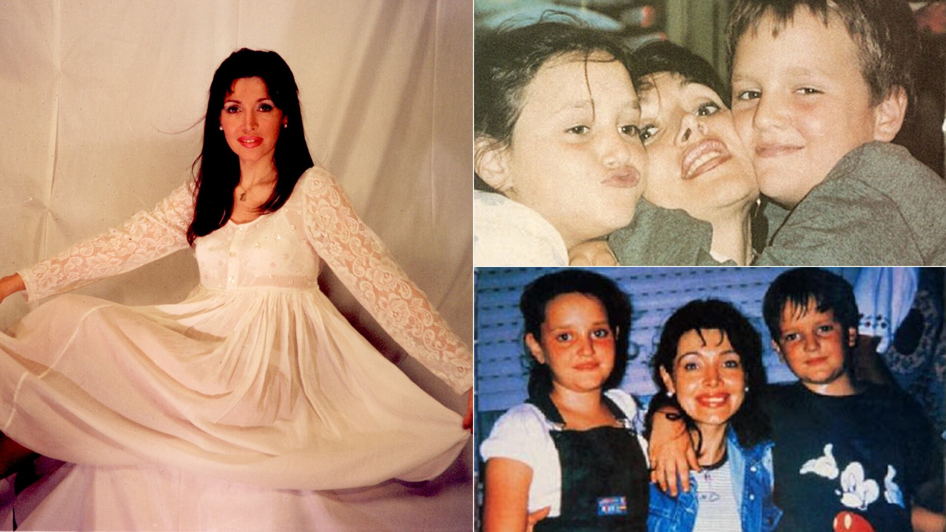 Gilda en su casamiento y con sus hijos Mariel y Fabricio