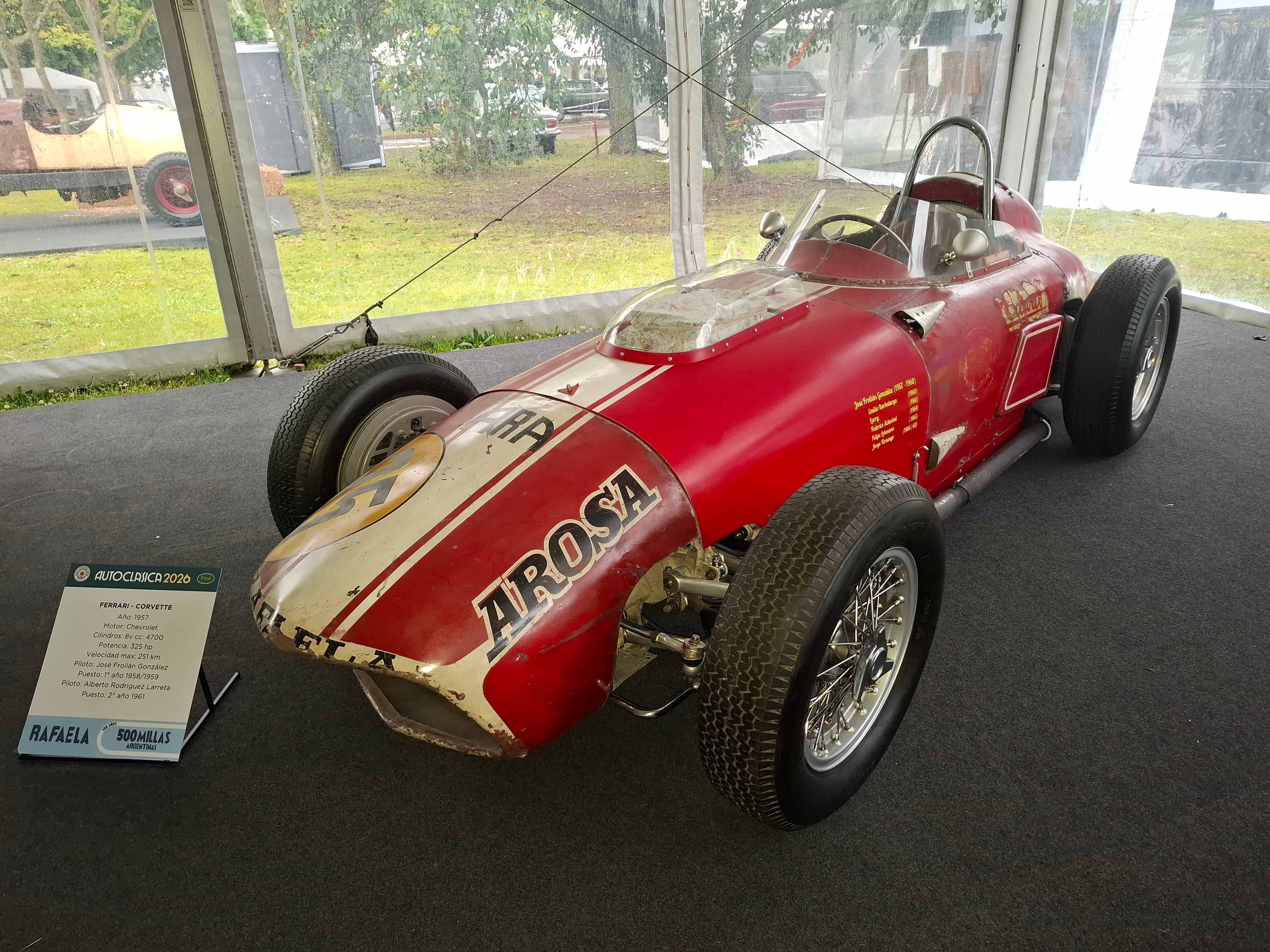 La Ferrari-Corvette con la que José Froilán González ganó las 500 Millas Argentinas en 1958 y 1959