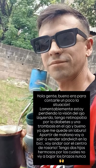 Tras ser diagnosticado con retinopatía y quedarse sin trabajo, publicó una storie que hizo viral su historia