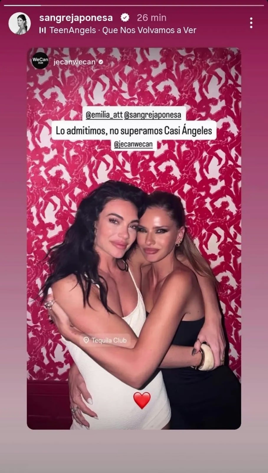 La China Suárez se reencontró con una excompañera de Casi Ángles: la foto que subió y luego borró
