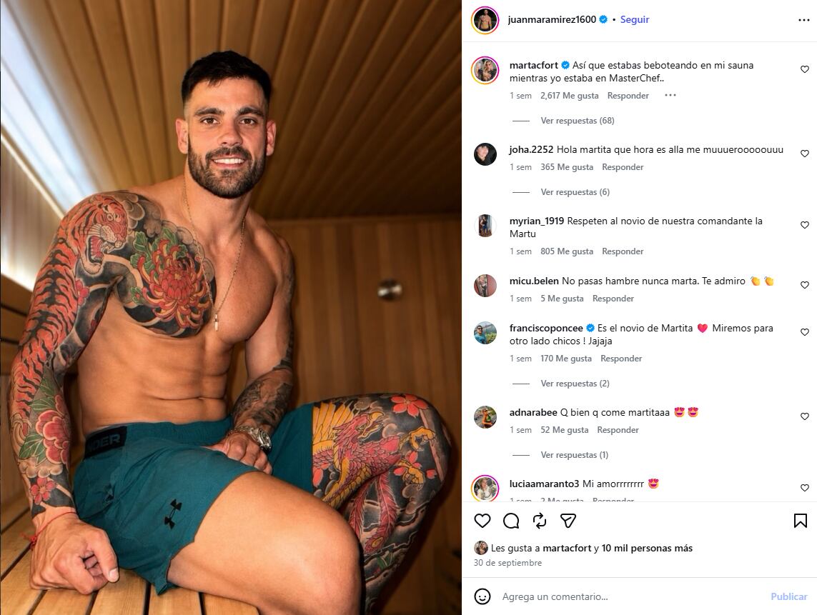 La foto que disparó el insólito piropo de Marta Fort a su novio: “No sé si cruzarme de vereda o enamorarme”