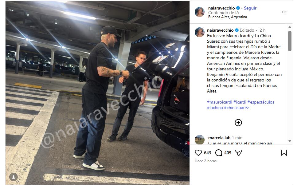 La primera imagen de Mauro Icardi y la China Suárez en su llegada a Miami
