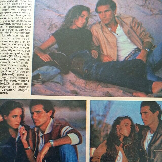 La modelo Noelle Balfour posa junto a un modelo masculino en una producción gráfica de moda para la marca Wrangler.