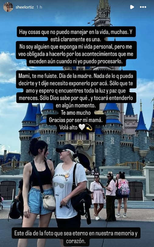 Shelsian, hija de Marcela Ortiz y el empresario Samy Saúl, despidió a su madre con un mensaje en redes sociales