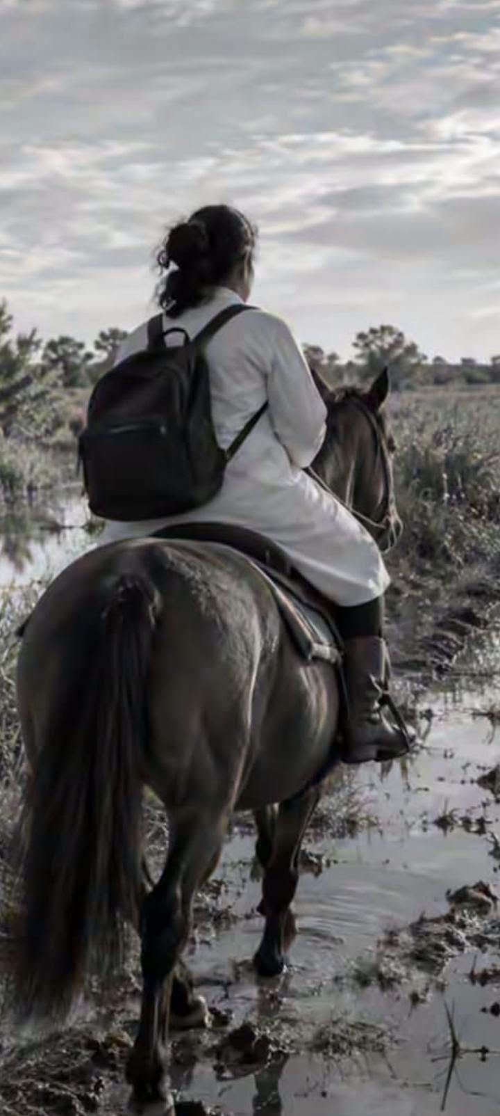 El hijo de la docente explicó que el camino a la escuela incluye bañados profundos y algunos tramos que solo pueden atravesarse a caballo (Facebook/María Carmen Arganaraz)