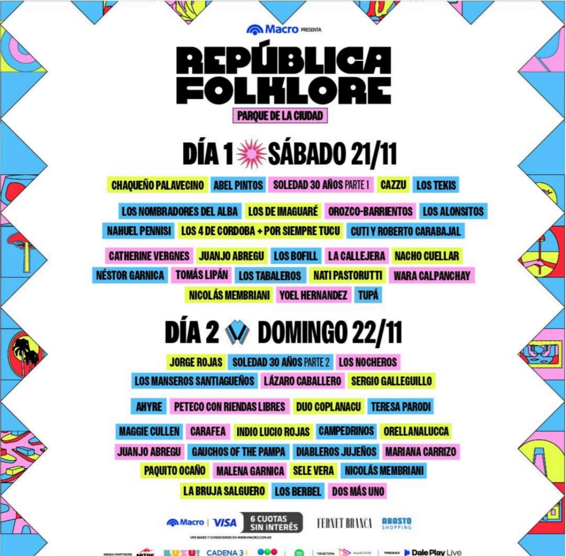 El line up de cada jornada del festival República Folklore
