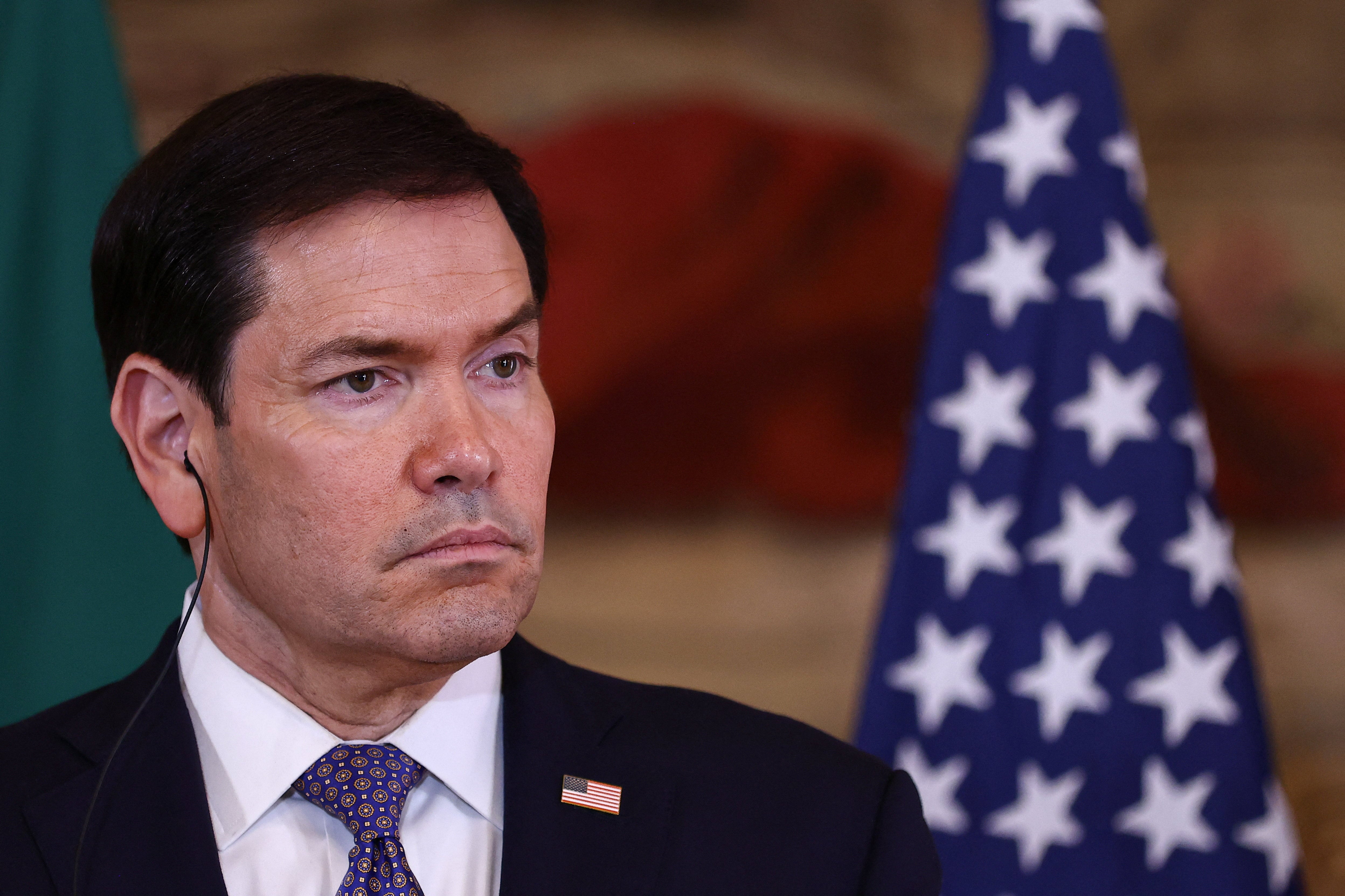 El secretario de Estado de Estados Unidos, Marco Rubio, asiste a una conferencia de prensa en Lisboa, Portugal, el 8 de octubre de 2026. REUTERS/Rodrigo Antunes