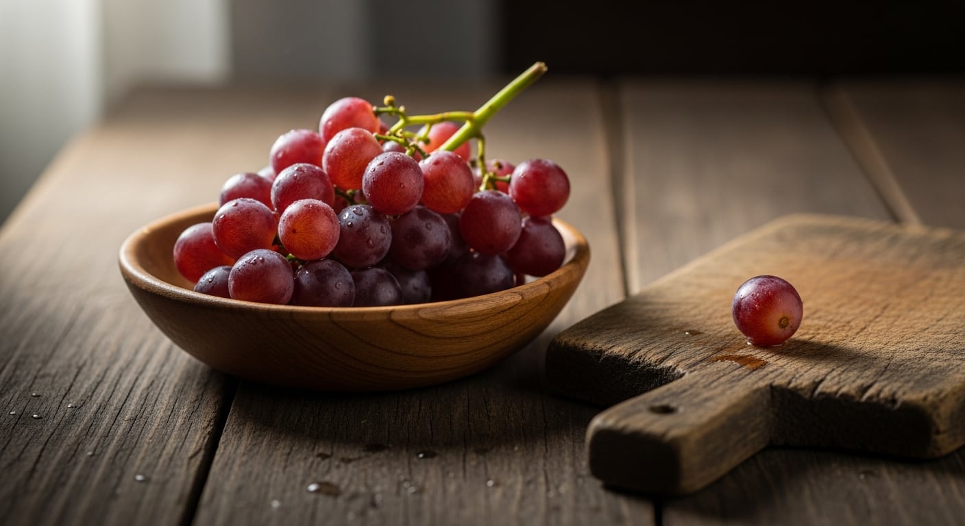 Una porción de uvas frescas ocupa un volumen mayor que una cantidad equivalente de pasas debido a su contenido de líquido (Imagen Ilustrativa Infobae)
