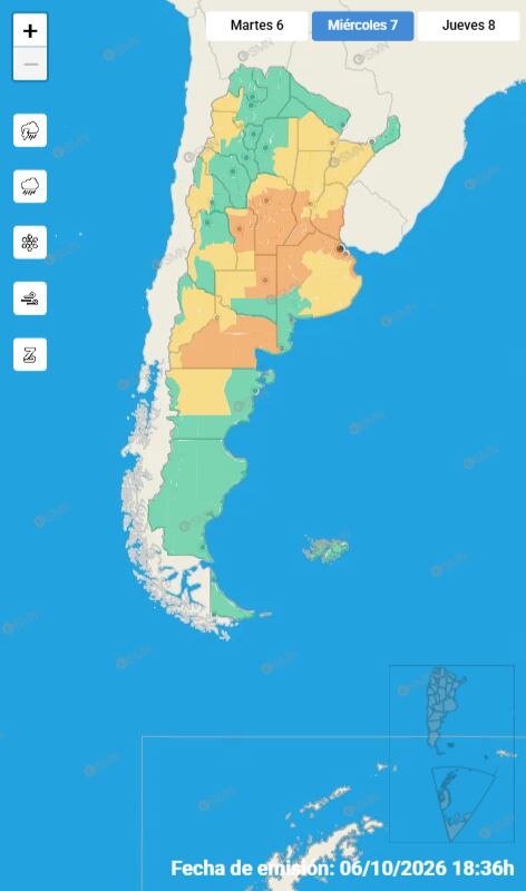 Las alertas en el país durante el miércoles